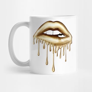 Metallic Dripping Gold Lips Mug